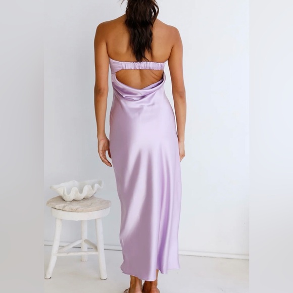 Satin Maxi Lavender Dress - Picture 2 of 3
